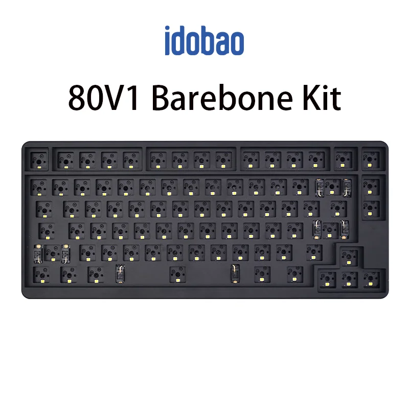 Idobao 기계식 키보드, 맞춤형 DIY 블랙, 풀 알루미늄 75%, 핫스왑 베어본 키트, 유선 키보드, 윈도우, 맥, iOS, 리눅스, ID80