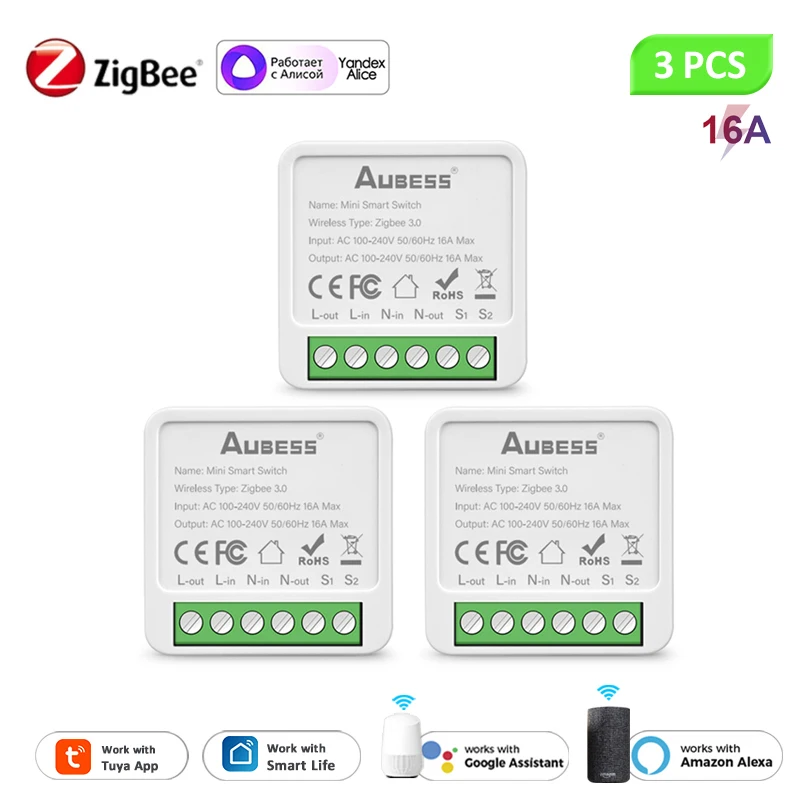 

Смарт-выключатель Tuya Zigbee, 16 а, с управлением в двух направлениях