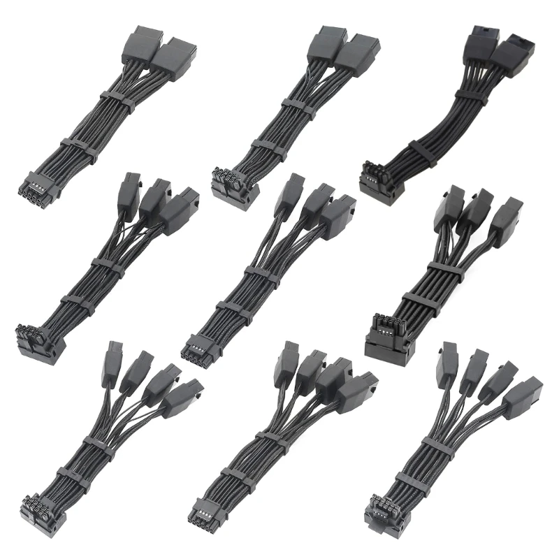 

NEW GPU RTX4090 RTX4080 Series 18AWG 4x8pin 3x8pin PCI-e to 16Pin (12+4) PCI-e 5.0 12VHPWR Connector 90-Degree Elbow