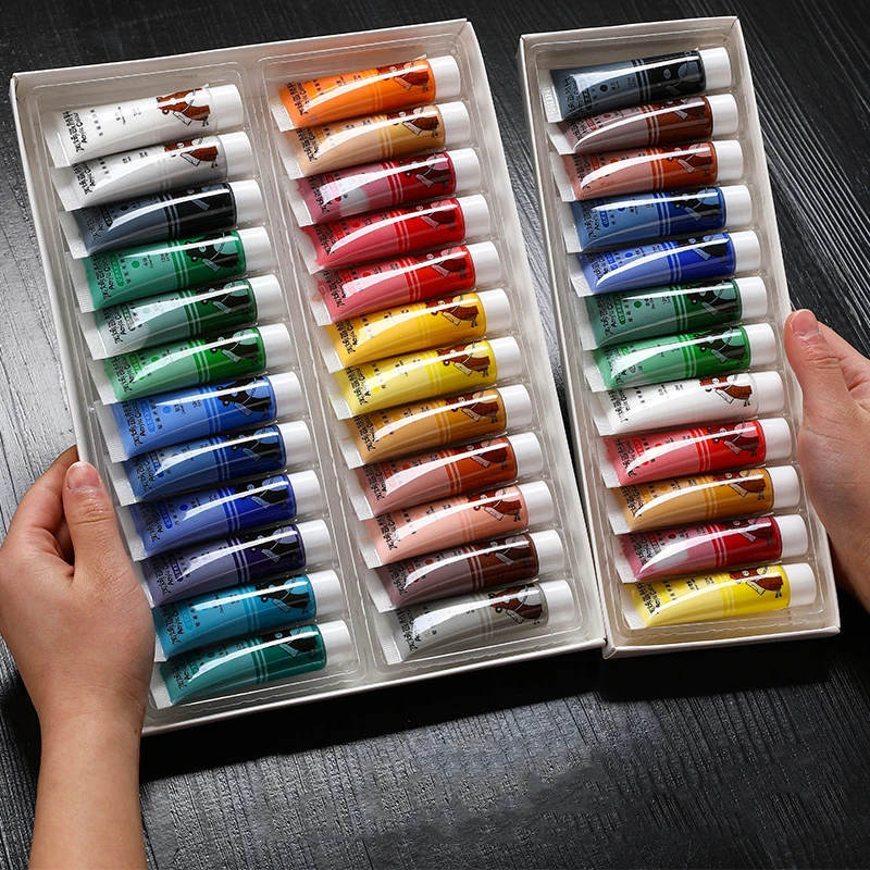 HissiCo pastel acrylic paint set with 12 brushes, 24 pastel colors