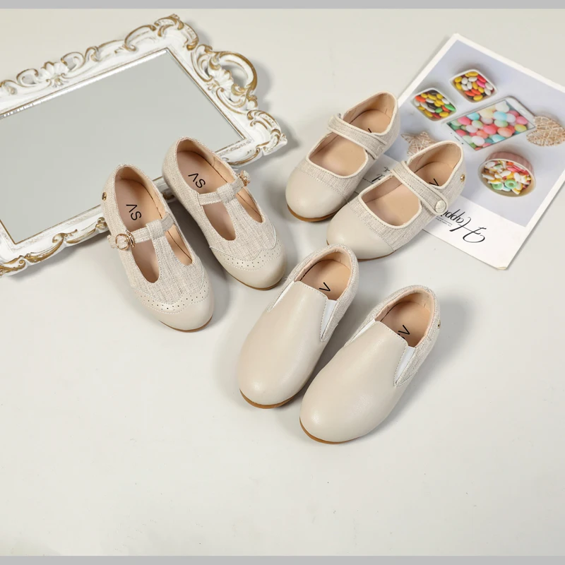 Silvery Flats Kids Sequins Leather Novelty Strap Faux Buckle main image 1