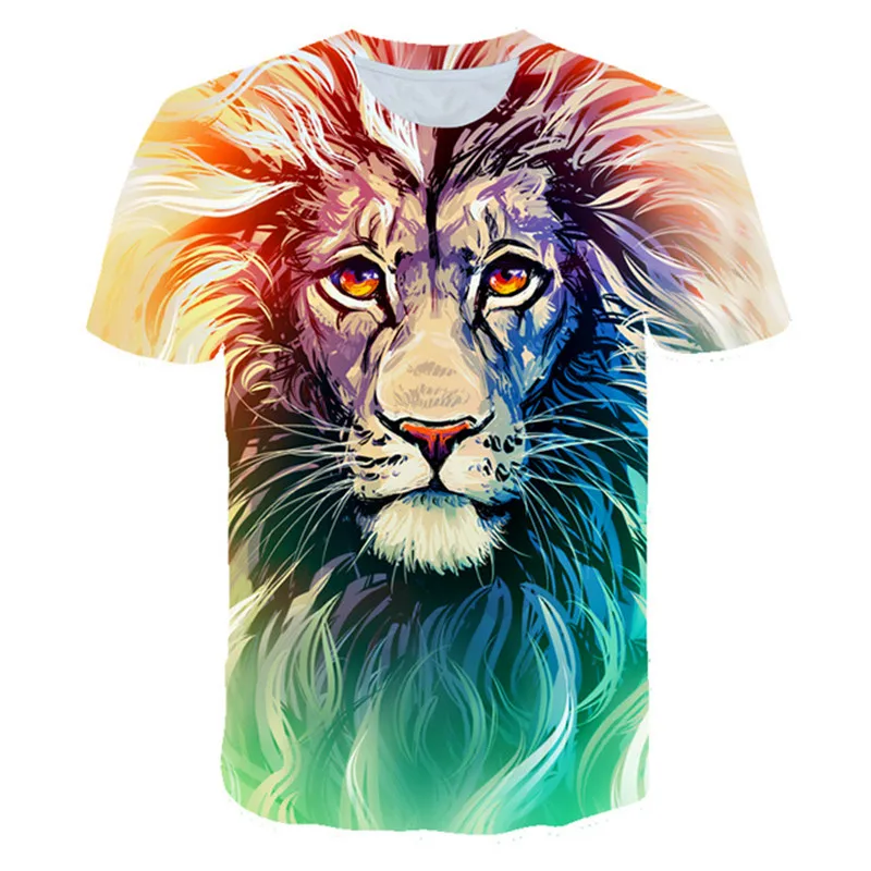 cool shirts 3D print lion T shirts 2022 summer hot sell T shirts kid boys girls 4-14 T short sleeve tops fashion loose lion picture T shirts best T-Shirts