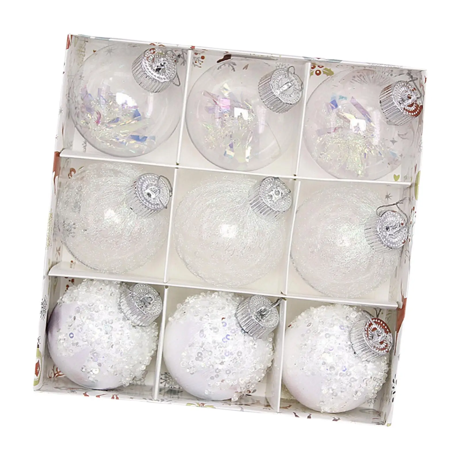 9 piezas de adornos de bolas navideñas con caja, colgantes livianos para interiores, nuevos
