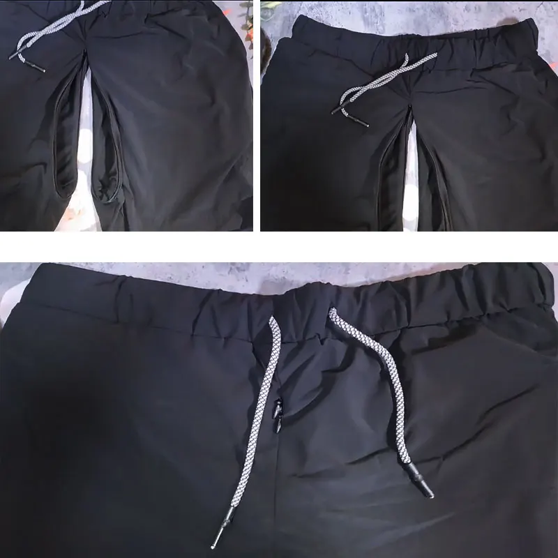 Summer Thin Workwear Ice Silk Shorts Invisible Open-Seat Pants Men's Trendy Loose Breathable Sport Casual Pants Male Outdoor Sex