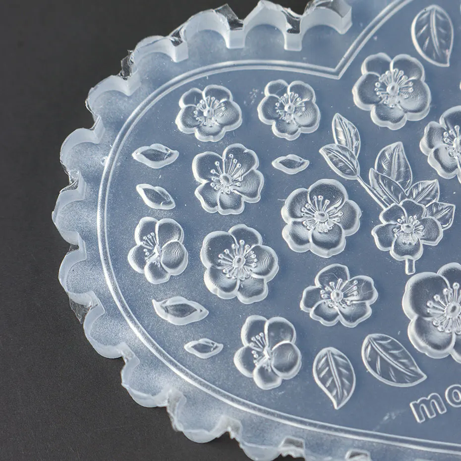 1PCS Spring Sakura Flower Nail Silicone Mold 3D Acrylic Carving Tulip Mushroom Soft Stamping Plate Leaves DIY Manicure Art Decor 5
