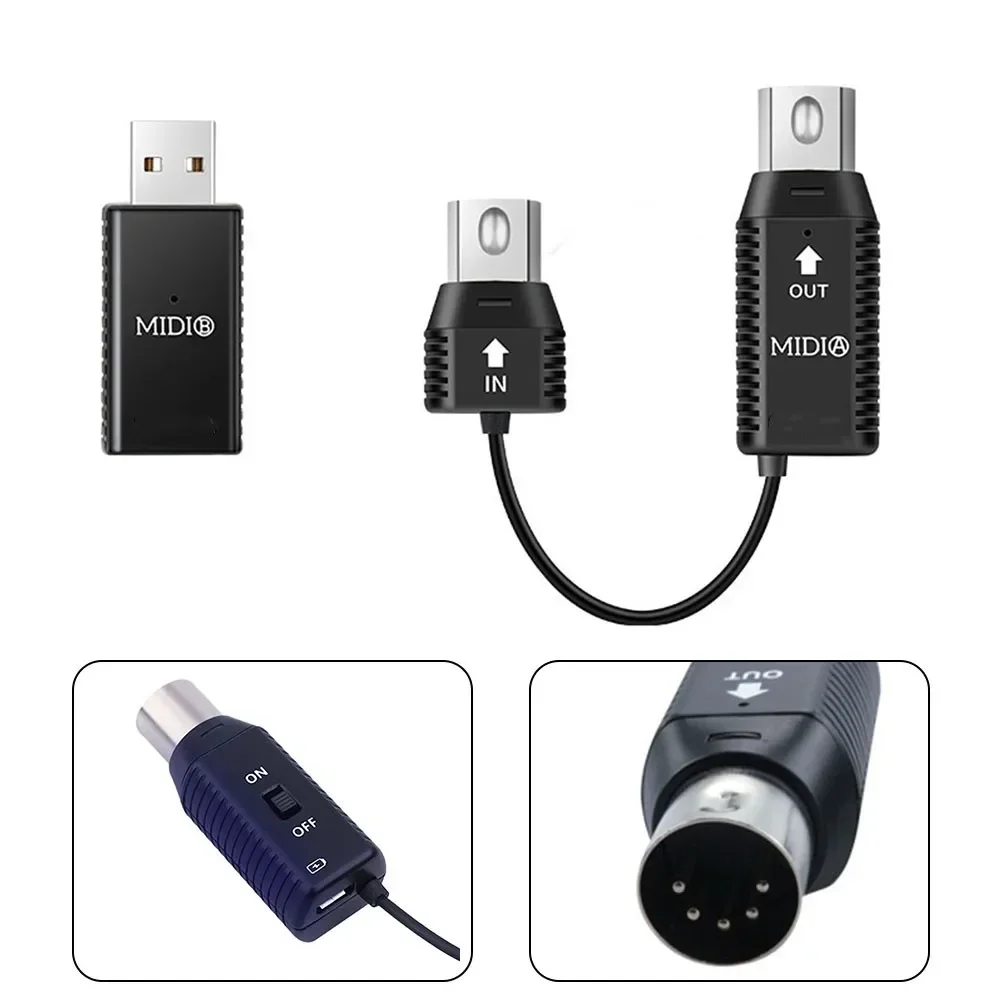 MIDI Adapter System Wireless 5pin USB Interface Adapter Connector Piano Keyboard Transmitter Setup For Condenser Dynamic Mic