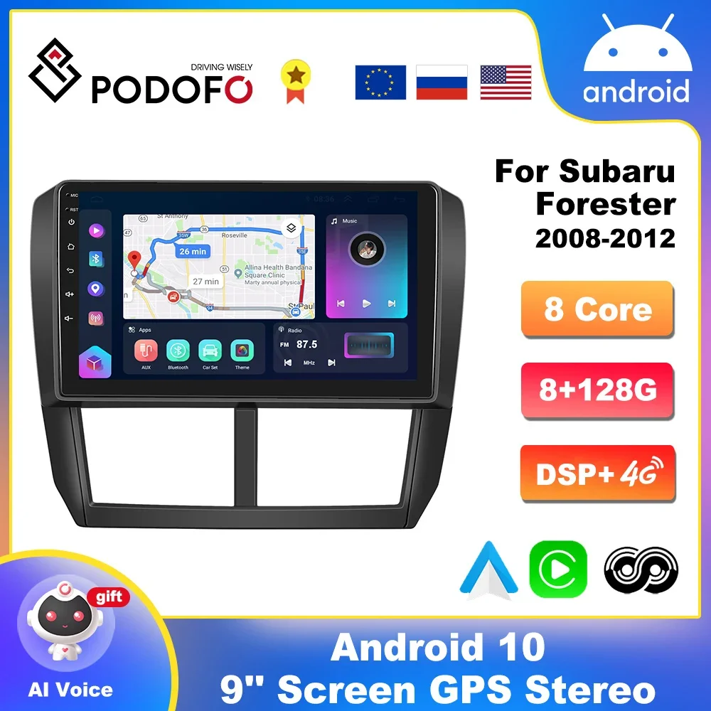 

Podofo Android Carplay Car Radio for Subaru Forester 2008-2012 Multimedia Video Player 2 Din Car Radio GPS Navigation Head Unit