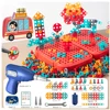 WizKidz Electric DIY Drill STEM Puzzle Toy Set Creative Drill Kit 2D/3D Educational Building Tool Kit for Boy&girl Pretend Play 3
