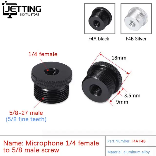 Mic Stand Adapter 1/4 to 5/8 3/8 to 5/8 Female to Male Screw Thread Adapter for Camera LCD Monitor Microphone Stand Adapter