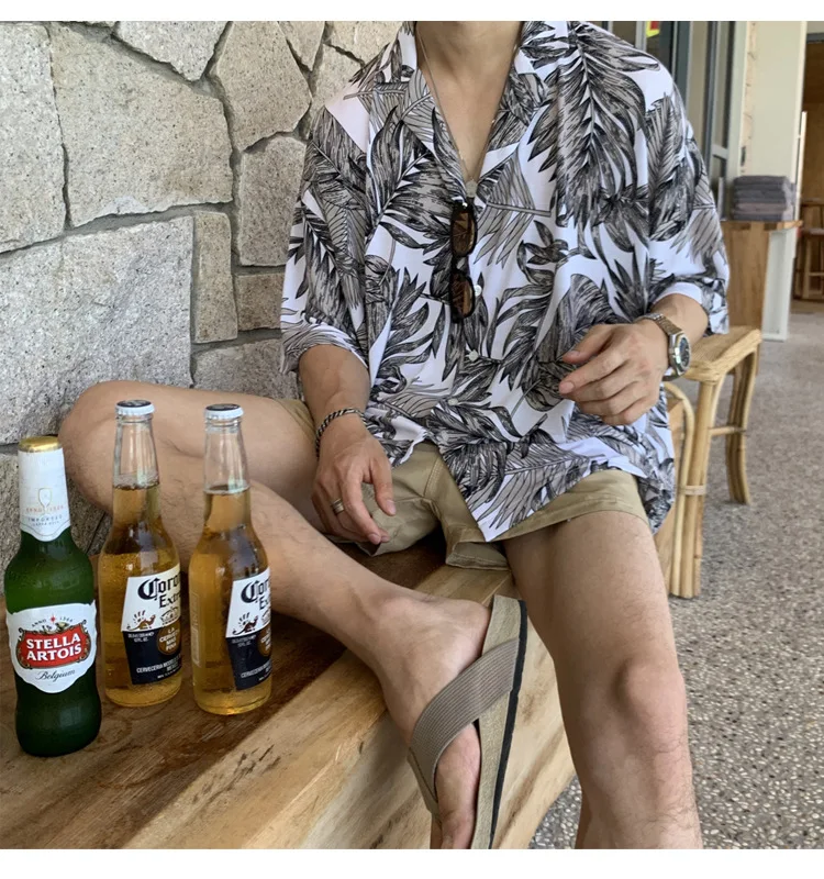 

2022 Hawaiian Shirt Mens Summer Floral Print Beach Short Sleeve Casual Luau Shirt Tops Holiday Shirts Tops