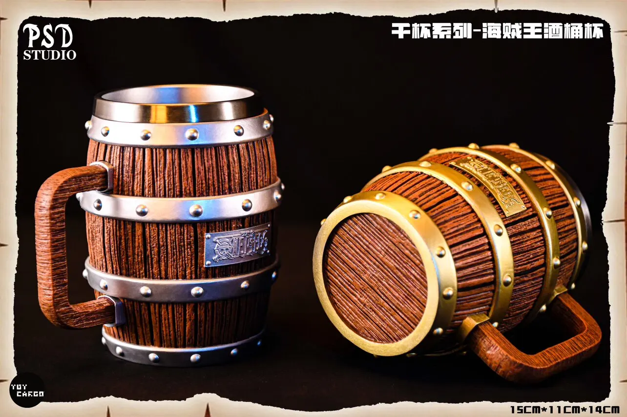 Psd Studio Barrel Beer Mug Gk Statue Collection Wood Grain Stainless Steel Liner Drinking Cup For Toy Cargo Anime Fans Sneakatelier