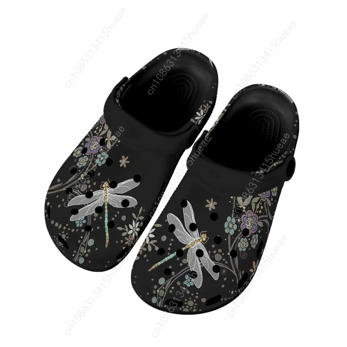 2023 Fashion Dragonfly Print Women Clogs Sandals Summer Flat Garden Shoes Lightweight Breathable Beach Slippers Sandals Couples