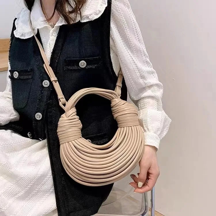 Handbags for Women 2023 New Gold Luxury Designer Brand Handwoven Noodle Bags Rope Knotted Pulled Hobo Silver Evening Clutch Chic