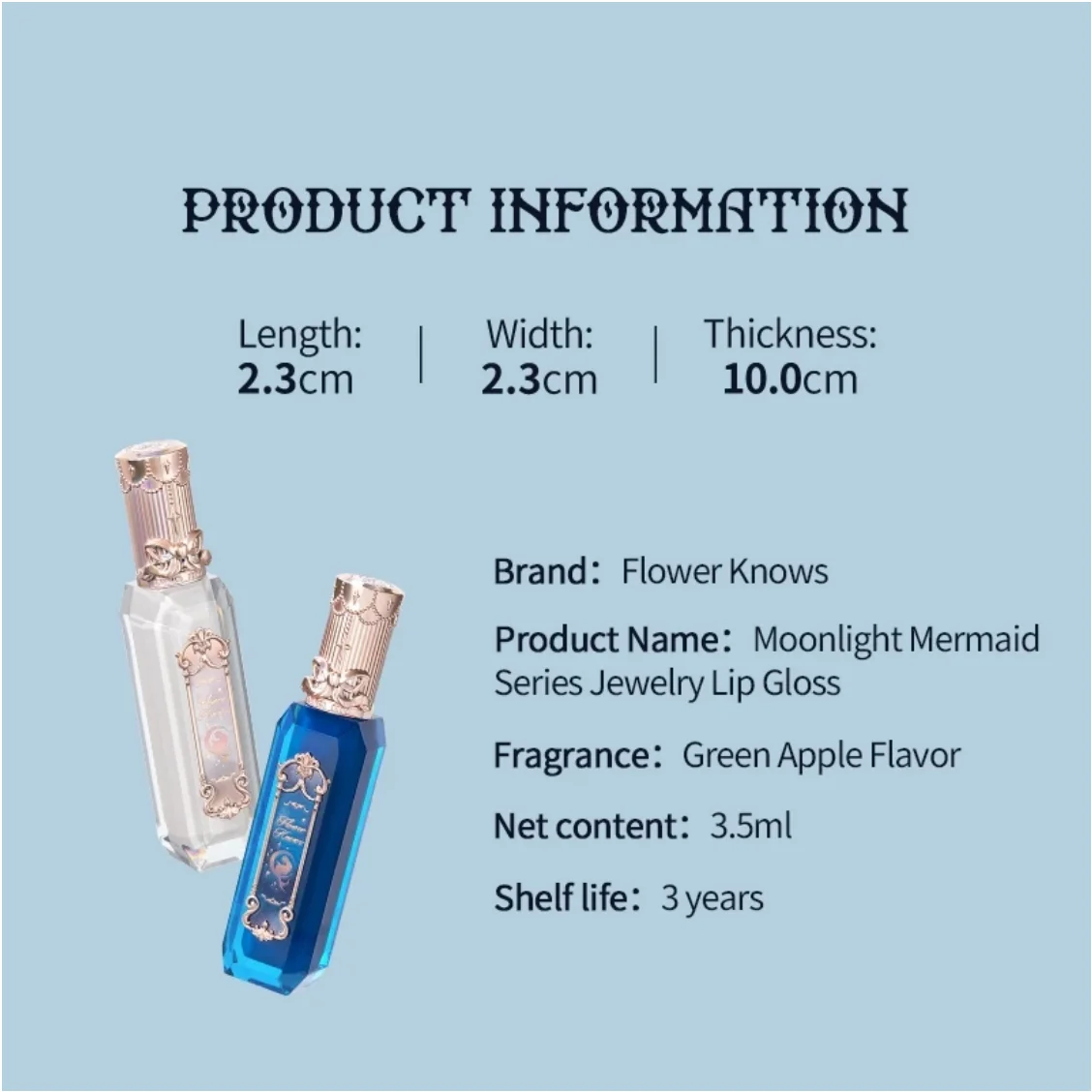 Flower Knows Moonlight Mermaid Series Jewelry Lip Gloss 3.5ml Original Makeup Cosmetics Flowerknows