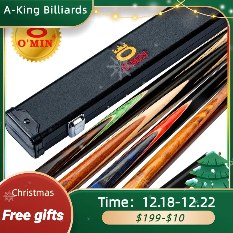 

O'min Enlighten Billiard Snooker Cue One Piece 3/4 Piece Original 9.8mm Tip Ash wood Shaft Billard Stick Kit with Gifts