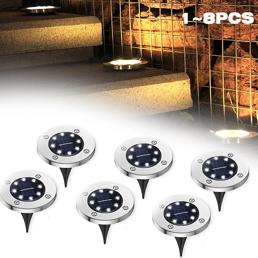 8LEDS Solar Power Light Outdoor Garden Solar Underground Light Deck Light Spotlight Buried Solar Led Lamp IP65 Garden Decor