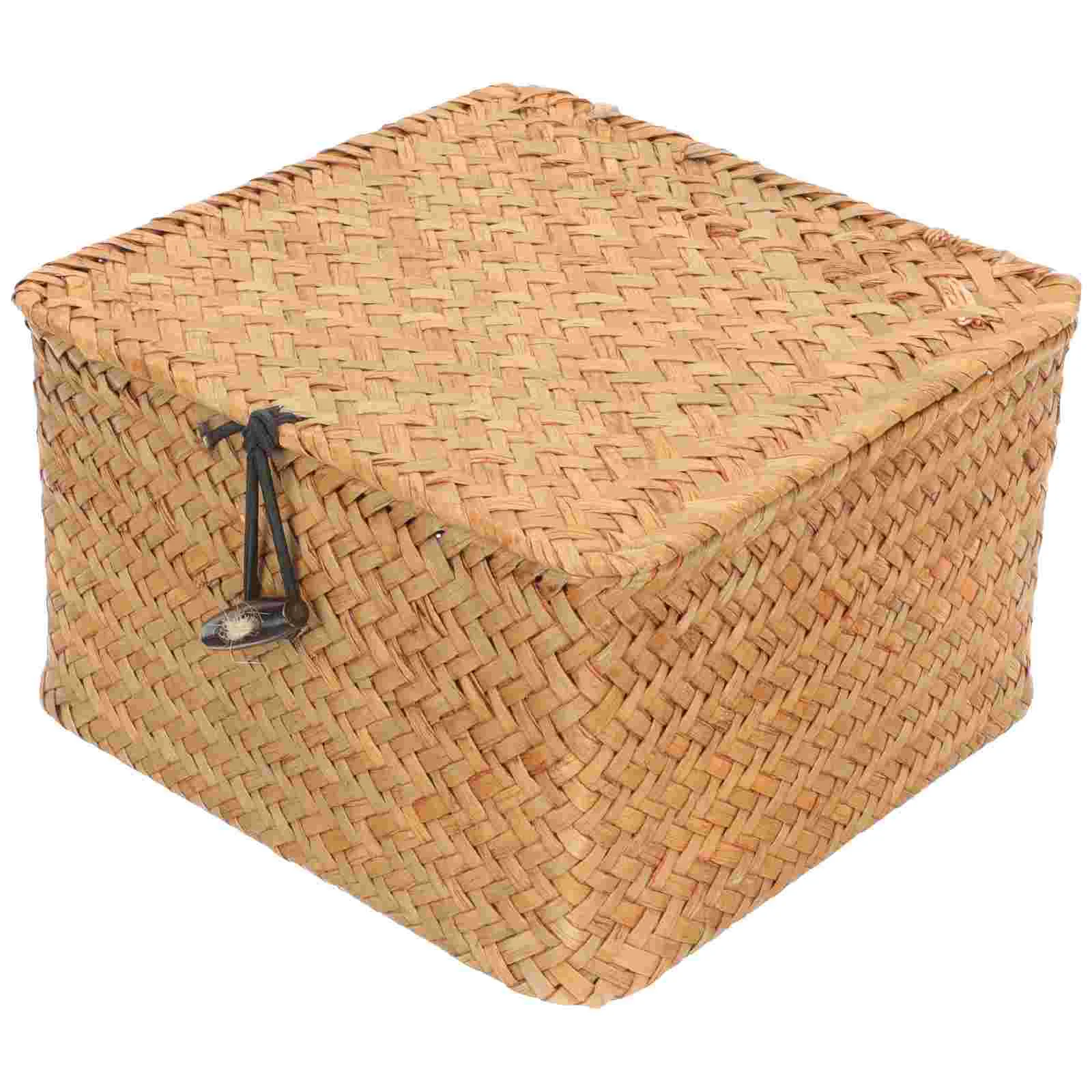 

Rattan Basket Lid Hand Woven Seagrass Box Rectangular Napkin Holder Tissue Paper Case Dispenser Sundries Cosmetics