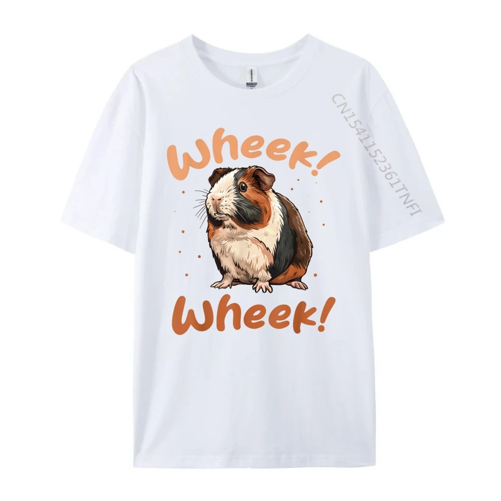 Guinea Pig Pet Rodent Animal Summer Labor Day 100% Cotton Fabric Crew Neck Adult Tops Tees Tops Tees Loose Short Sleeve T-shirts Guinea Pig Pet Rodent Animal Wheek Wheek_B8056 white