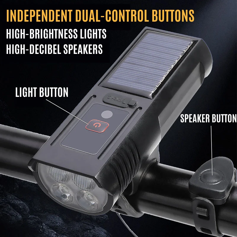 Intelligent LED Bicycle Light with High-Decibel Horn & Type-C Charging