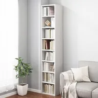 Small Narrow Corner Bookcase -Tall Gap Freestanding Storage Cabinet, 8 Lattices Open Shelves Tower Rack, Cubes Bookshelf 1
