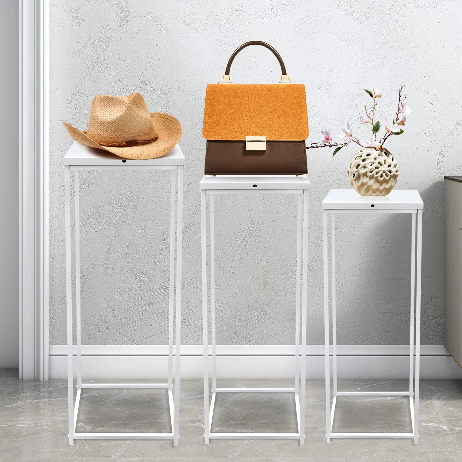 

3Pcs Metal Geometric Flower Pot Rack Holder Plant Display Stand Home Decor Column Flower Stand For Wedding Party Centerpiece