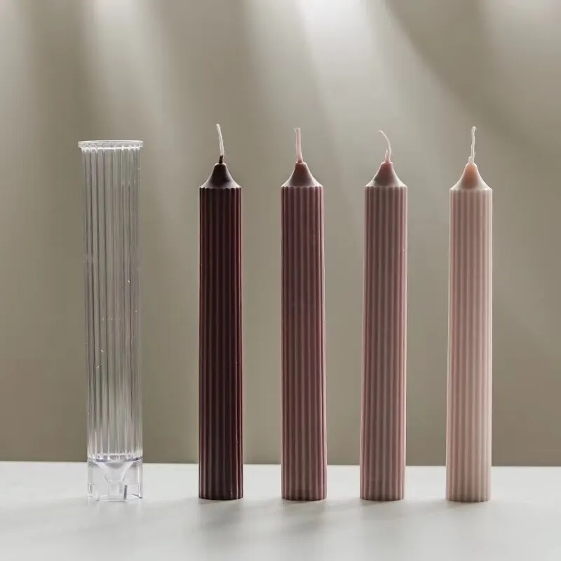  1Pc 2.5X18cm DIY Handmade Supplies Scented Romantic Dinner Candle Injection Mould Long Pillar Gear Tip Wax Acrylic Candle Mold 