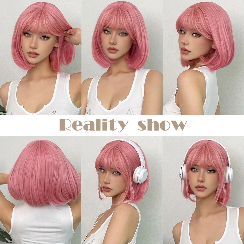 Aesthetic Short Straight Hair Girls Louis Ferre Pink Straight