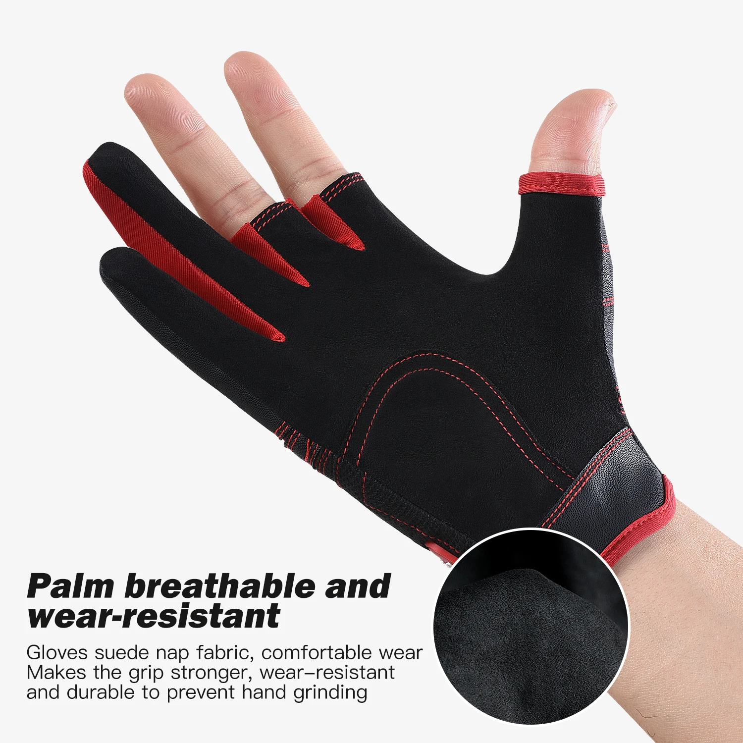 Open Finger Fishing Gloves Breathable Comfortable Anti slip Wear-resistant Three Fingers Convenient