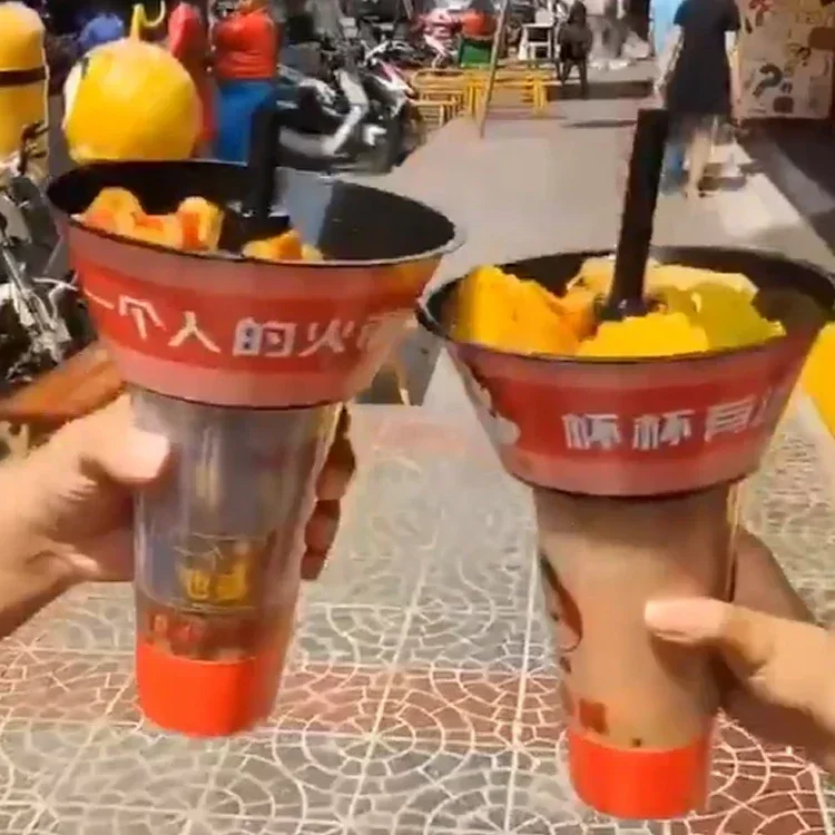 50pcs Coke Roast Chicken Handheld Hot Pot Cup Fruit Snack Cup Holder Bowl Beverage Cups Thick Plastic Creative Cups Holder Bowls
