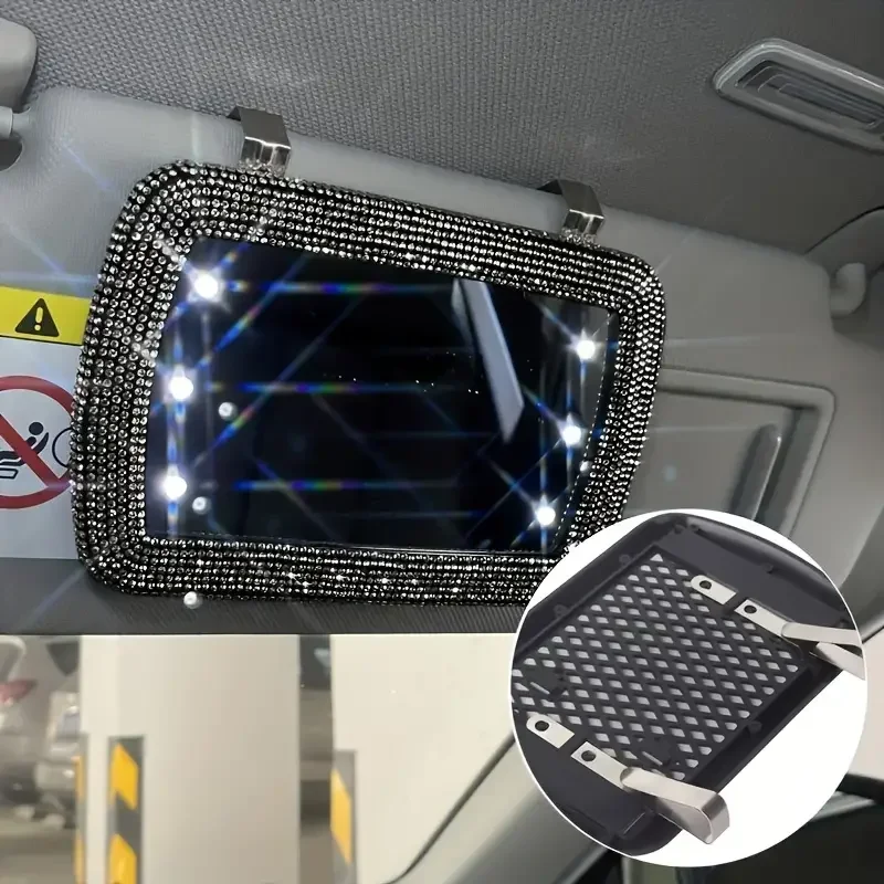 Diamond Crystal Car Visor Decoration Mirror Auto Women Makeup Mirror Sunshade Rear View Cosmetic Bling Car Accessories car sun visor rearview mirror