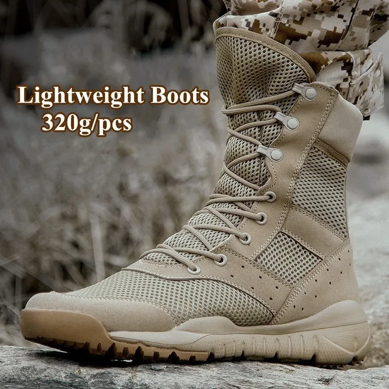 

Ультралегкие уличные ботинки для скалолазания для мужчин и женщин, тактические тренировочные сапоги, дышащая сетчатая обувь для походов и пустыни, Размеры 35-47