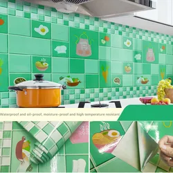 5M/Kitchen Decor Oil-proof Wall Stickers Self-adhesive Wallpapers Waterproof Fireproof High Temperature Peel and Stick Wallpaper