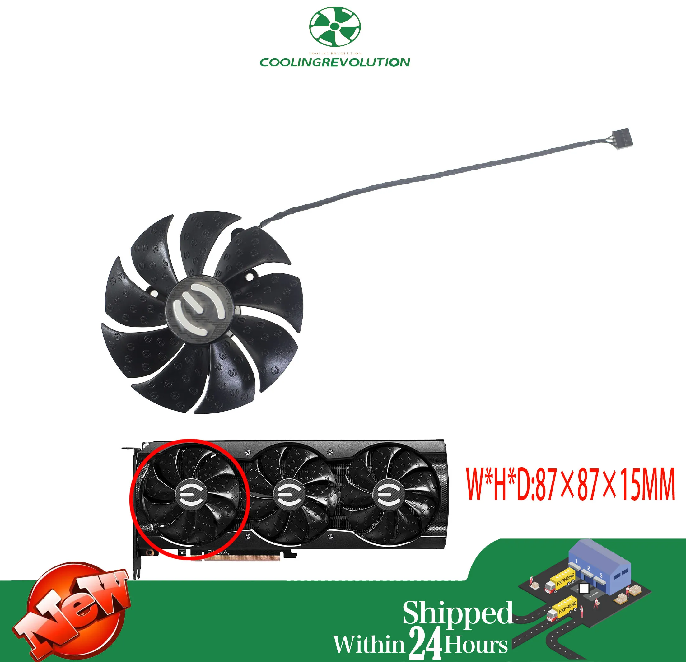 Ventilador de Placa Gráfica para Jogos T129215su Pla09215s12h 12v 0.55a 4pin Evga Rtx 3070 3080 3090 Xc3 Preto 87 mm - Imagem 3