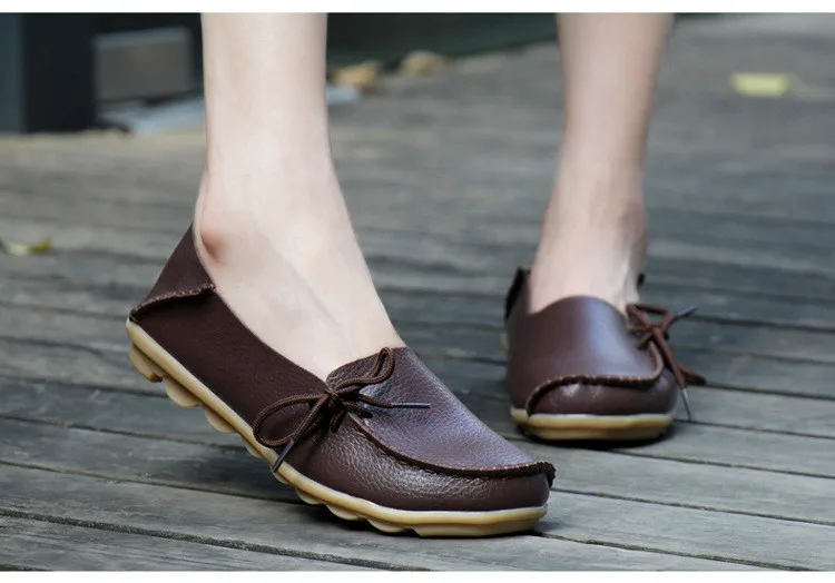 AH 911-2019 Spring Autumn Genuine Leather Women Loafers Walking Mother Flats-3