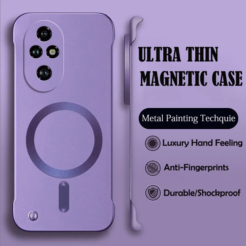 Luxury MagSafe Wireless Charging Phone Case with Magnetic Bumper and Hard Protective Cover