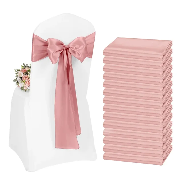 Ceintures à nœud de chaise en Satin, 10/50 pièces, attaches en ruban à nœud pour chaise de mariage, pour fête, événement, hôtel, Banquet, fournitures, décorations pour la maison, vente en gros 2