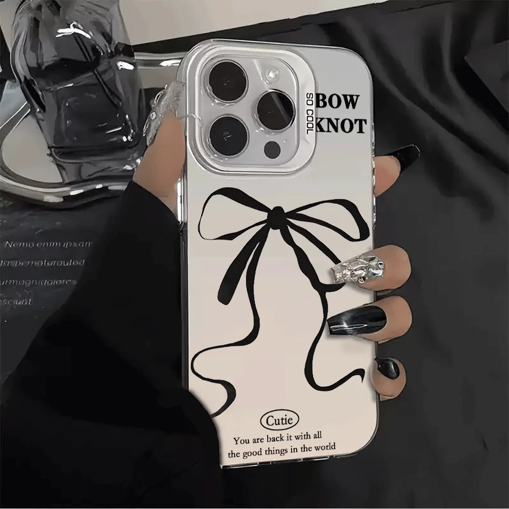 Drop-Proof Anti-Fall Black Bow Phone Case - Hard IMD Korean Design