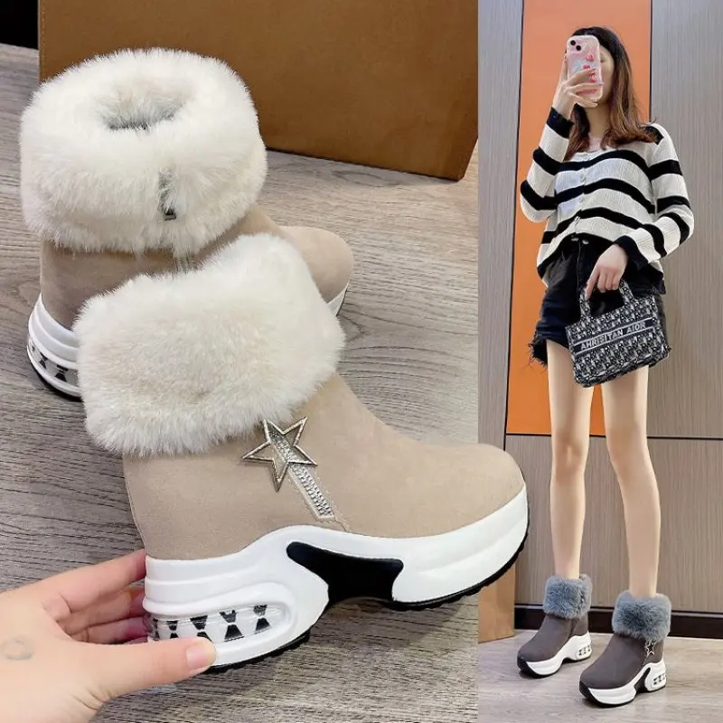 Winter Women Warm Sneakers Platform Snow Boots 2024 Ankle Boots Female Causal Shoes Ankle Boots for Women Lace-up Ladies Boots
