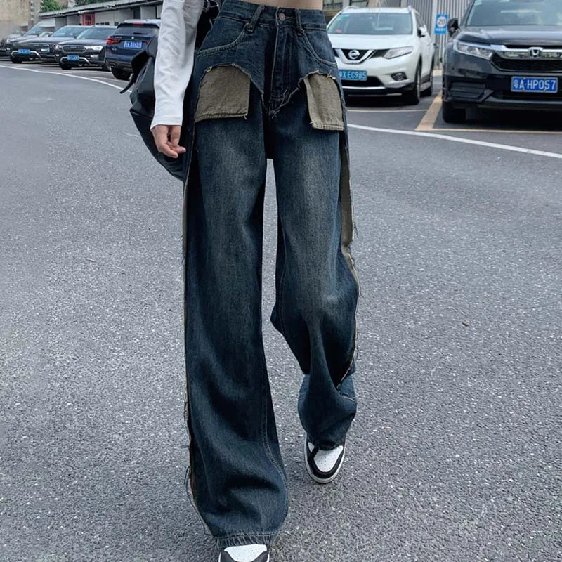 

Women's Casual Trendy Straight Jeans Women Fashion Korean Version Loose Jeans for Women Denim Pants Casual Loose Trousers
