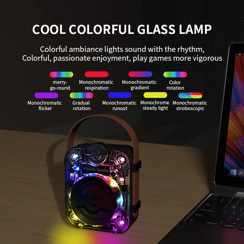 Wireless Bluetooth Speaker with Shocking Sound Quality Dazzling Light Effect Multiple Playback Modes Mini TWS Computer Soundbox