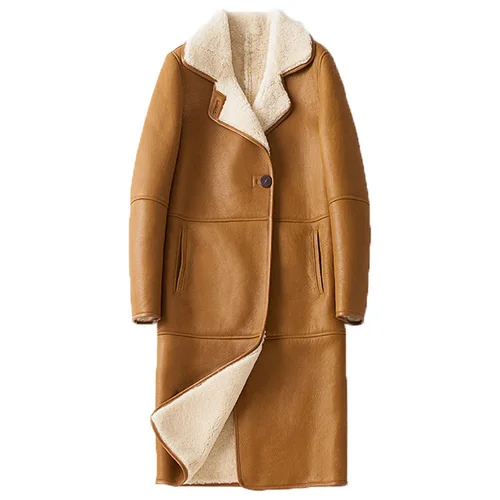 

Женское пальто из 2023 натуральной овечьей кожи, элегантное теплое пальто из натуральной шерсти в Корейском стиле, Gxy1194, для зимы