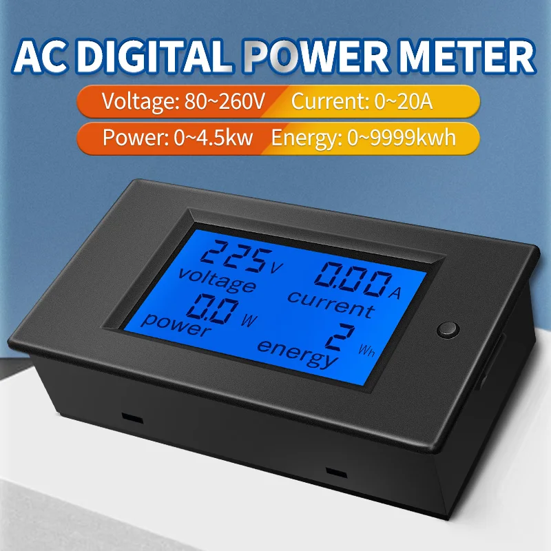 Peacefair Pzem-021 Ac Monofase Digital Lcd Amperometro Voltmetro 80-260V 20A 4 In1 Volt Elettrico Amp Meter Potenza Kwh Per Homekit