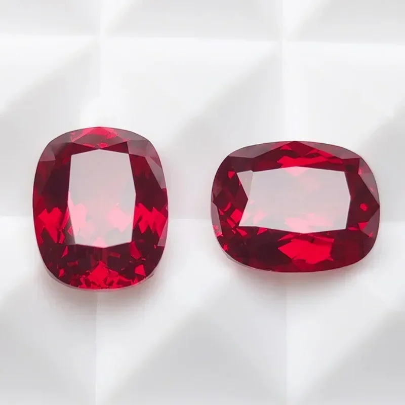 

Lab Grown Ruby Pigeon Blood Red Rectangular Cushion Shape Charm Beads for Diy Jewelry Bracelet Making Selectable AGL Certificate