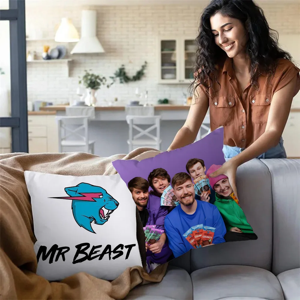 Mr Gaming Beast Game Square Pillow Covers Cartoon Sofa Decorative Home Double-sided Printing Short Plush Cute Cushion Cover 3