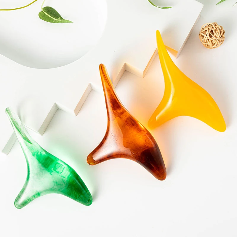 Amber Resin Wax Triangle Body Massager Gua Sha Acupuncture Shiatsu Tool Neck Leg Scraping Massage Trigger Point Therapy Massage