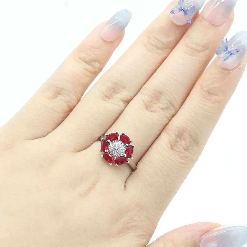 3g 925 SOLID STERLING SILVER Customized Rings Flowers Shape Mystic Topaz Amethyst Emerald Blood Ruby Many Sizes 5.5-10