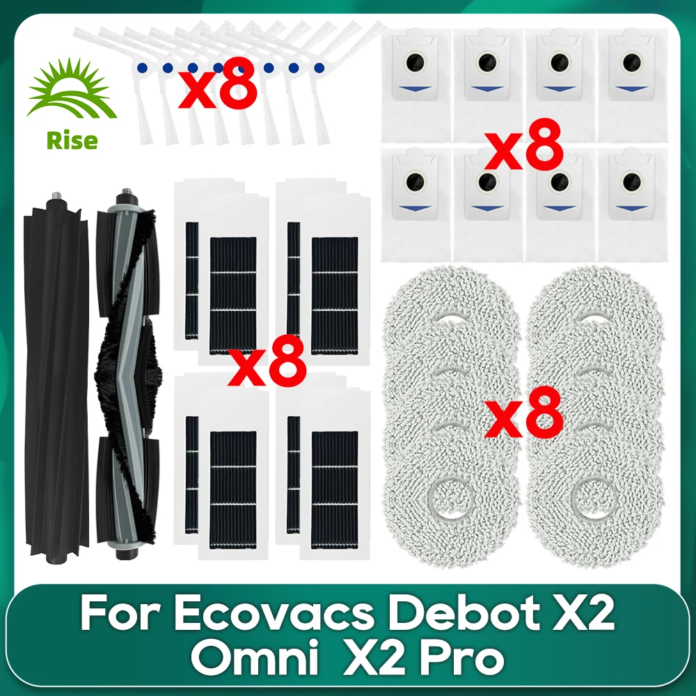 Compatível com os Aspiradores Ecovacs Debot X2x2 Prox2 Omni Escova Principal Lateral Filtro Hepa Pano de Limpeza Pano de Reposição Bolsa de pó Peças de Reposição Acessórios