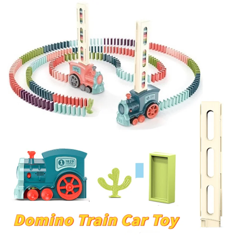 

Kid Electric Domino Train Car Toy Set Automatic Laying Domino Brick Educational Sound & Light Train Car Game Child DIY Toy Gift