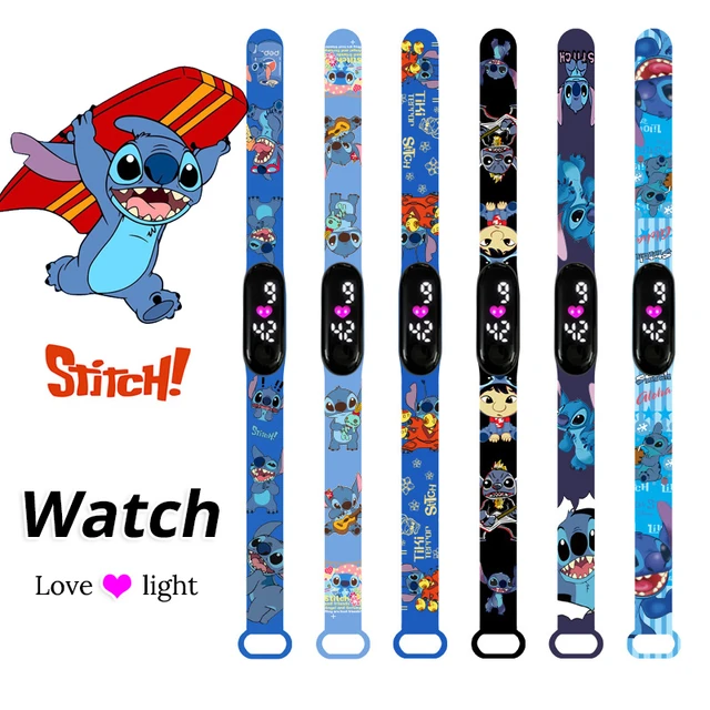 Disney-relojes de Stitch para niños y niñas, pulsera deportiva LED, reloj  Digital electrónico, reloj infantil