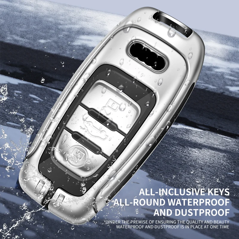 Premium Leather Car Key Case Cover with Metal Accents
